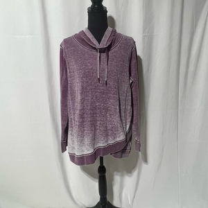 Calvin Klein‎ Purple Distressed Cowl Neck Pullover Thermal Shirt Wrap Hem XL 121